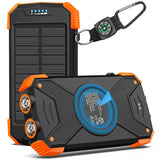 BLAVOR 10000mAh Solar Power Bank with 20W USB-C Fast Charging, Wireless Charging, Dual Flashlight & Compass – Waterproof Outdoor Portable Charger for iPhone, Samsung & Camping