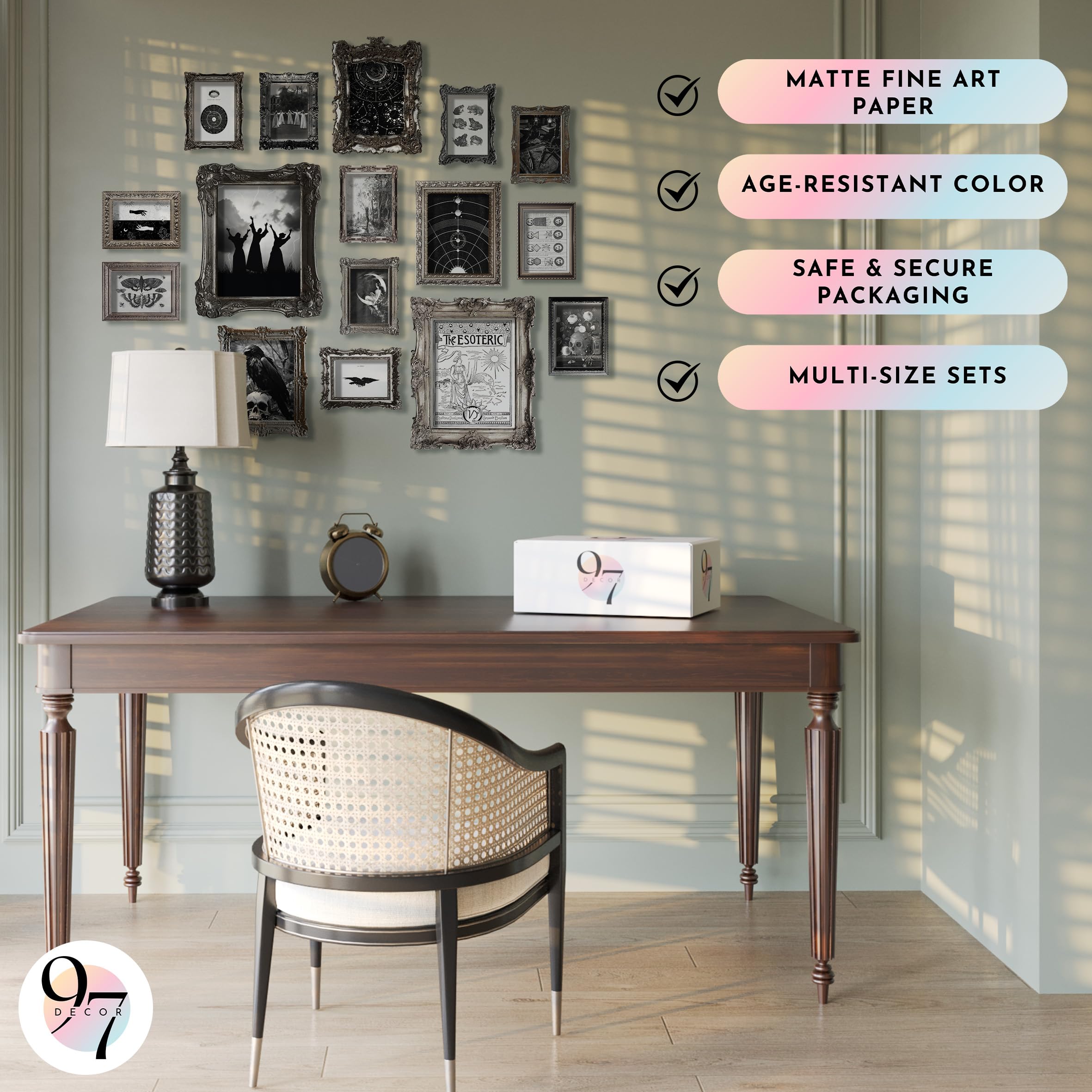 Gothic Poster Set Gallery – 16 Pcs Dark Aesthetic Wall Art Prints for Gothic Bedroom, Witchy Home & Halloween Decor (GX11x14)