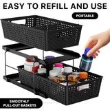 2-Tier Pull-Out Under Sink Organizer – Black Sliding Drawer Storage for Bathroom & Cabinets
