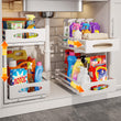 2-Tier Under Sink Organizer with Slide-Out Drawers (2-Pack) – Adjustable Metal Cabinet Storage for Kitchen & Bathroom, White