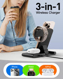 3-in-1 Foldable Wireless Charging Station for iPhone, Apple Watch & AirPods – Fast Travel Charging Dock Black