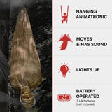 5ft Upside Down Hanging Skeleton Animatronic – LED Eyes, Sound & Motion Activated Halloween Prop