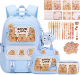 Brown Capybara 30-Piece Backpack and School Set