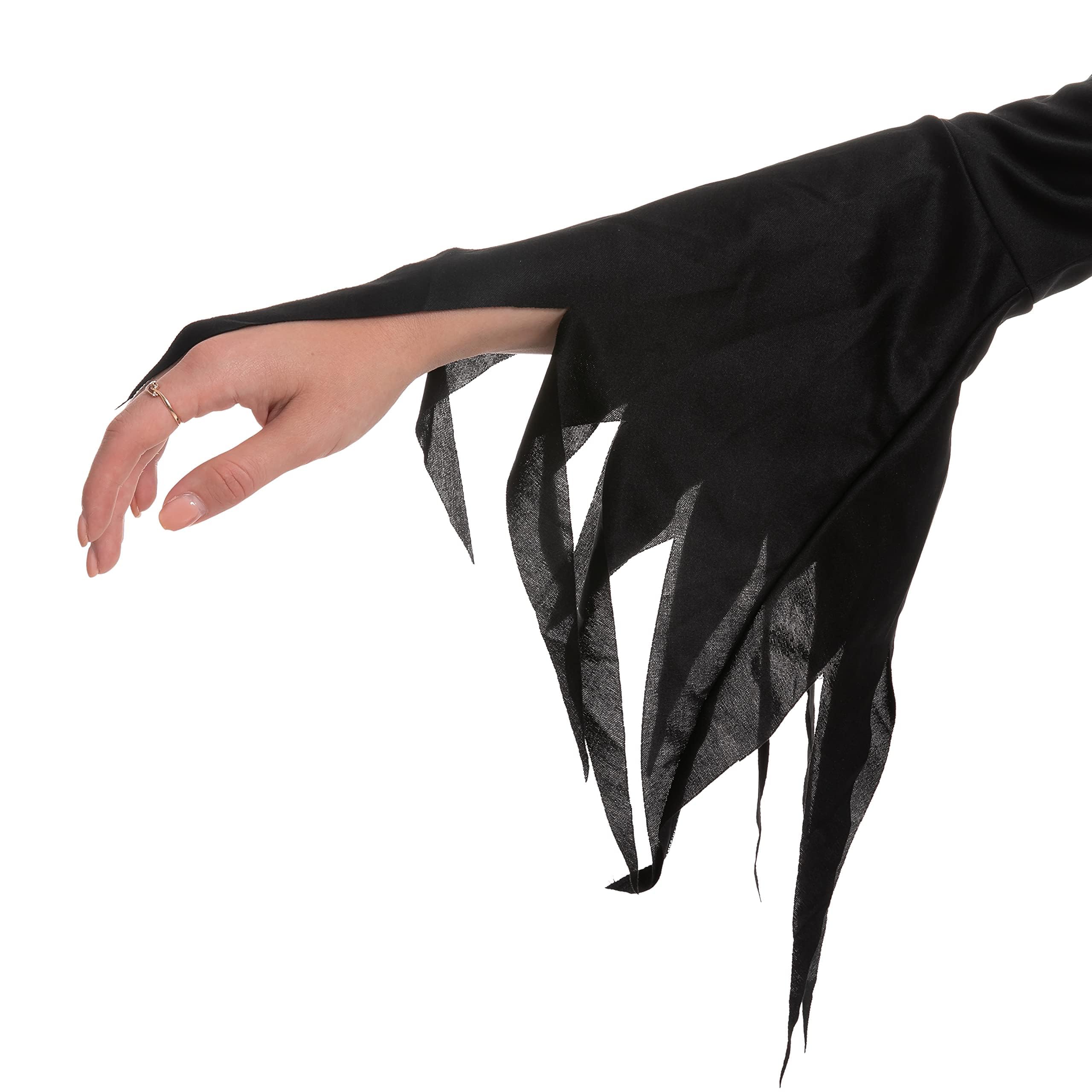 Women’s Gothic V-Neck Black Dress – Long Maxi Witch & Vampire Costume (Halloween Edition)