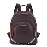 Women’s Genuine Leather Travel Backpack with Anti-Theft Pocket – 12.9-Inch Laptop, Coffee Brown