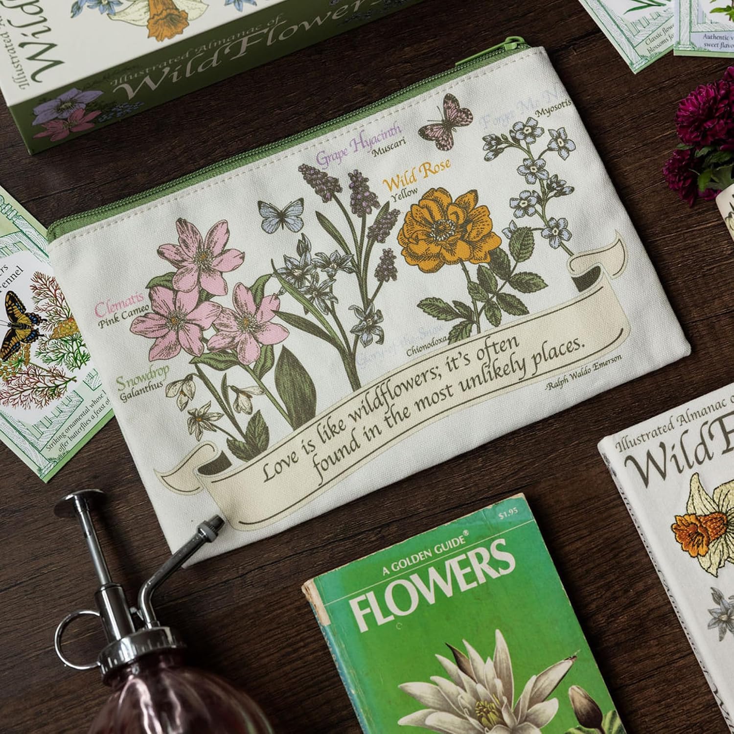 Wildflower Canvas Pencil Pouch with Zipper