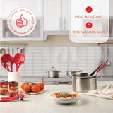 24-Piece Nylon & Stainless Steel Kitchen Utensil Set – Heat Resistant, Non-Stick Safe (Red)