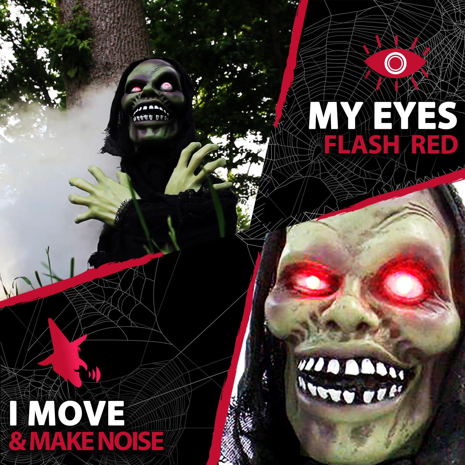 24" Jumping Man Groundbreaker Animatronic – Touch Activated Halloween Prop with Lights, Sound & Motion