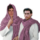 Burgundy Medieval Shawl with Viking Brooch – Cotton-Poly Cloak Scarf for Renaissance, LARP & Cosplay 🧙‍♂️🛡️