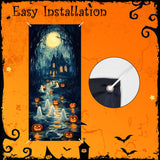 Halloween Ghost Door Cover – Large 3D Printed Spooky Banner with Rope for Hanging, Durable Outdoor & Indoor Decoration (35x79 Inches, Multicolor)