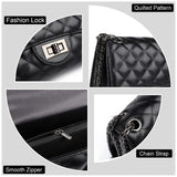 GLADDON Quilted Crossbody Purse for Women – Trendy Chain Shoulder & Underarm Designer Bag (Black)