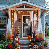 Halloween Ghost Door Cover – Large 3D Printed Spooky Banner with Rope for Hanging, Durable Outdoor & Indoor Decoration (35x79 Inches, Multicolor)