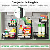 Heavy-Duty 2-Tier Under Sink Organizer with Adjustable Height – Sliding Cabinet Storage Rack (Black)