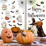 Vintage Halloween Window Clings – 6 Double-Sided PVC Sheets with Ghosts, Pumpkins, Cats & Bats