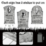 Halloween Tombstones Yard Decorations Set – 6 Stone Grey Plastic Gravestones with Stakes for Outdoor Graveyard Display