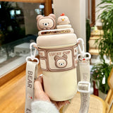 18.6 oz Kids Insulated Stainless Steel Cup with Dual Straws – Leakproof School Water Bottle