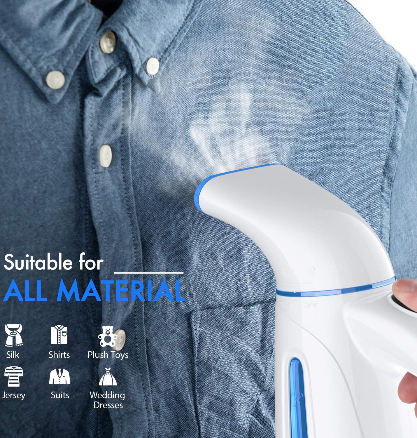 Handheld Garment Steamer 700W Portable Wrinkle Remover with Stainless Steel Heating Panel and Large Tank