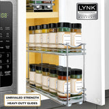 Lynk Professional Pull-Out Spice Rack Organizer – Slim 2-Tier Chrome Slide-Out Cabinet Drawer