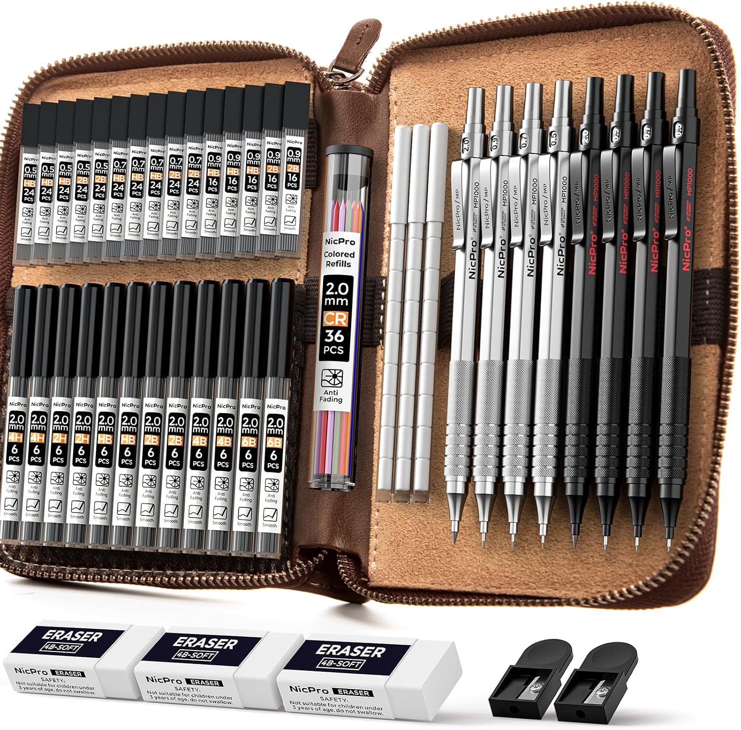 Silver 30-Piece Metal Mechanical Pencil Drafting Set