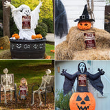 Vintage “No Trespassing” Metal Halloween Sign – Rust-Proof Red & White Scary Wall Decor for Indoors & Outdoors