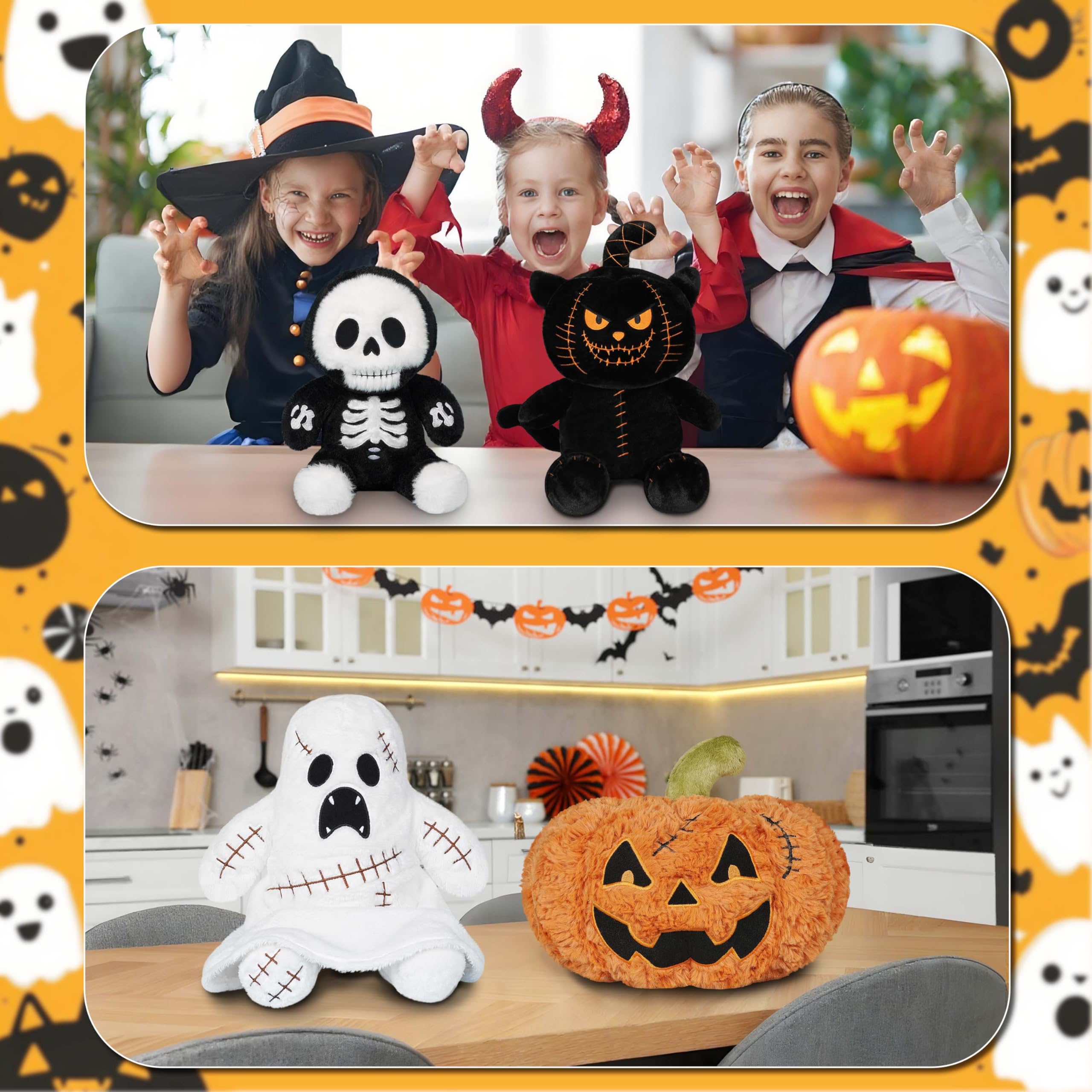 White Ghost Plush – 9.8" Soft Halloween Stuffed Toy Decoration – Hand-Stitched Embroidered Face & Ultra-Soft Fabric