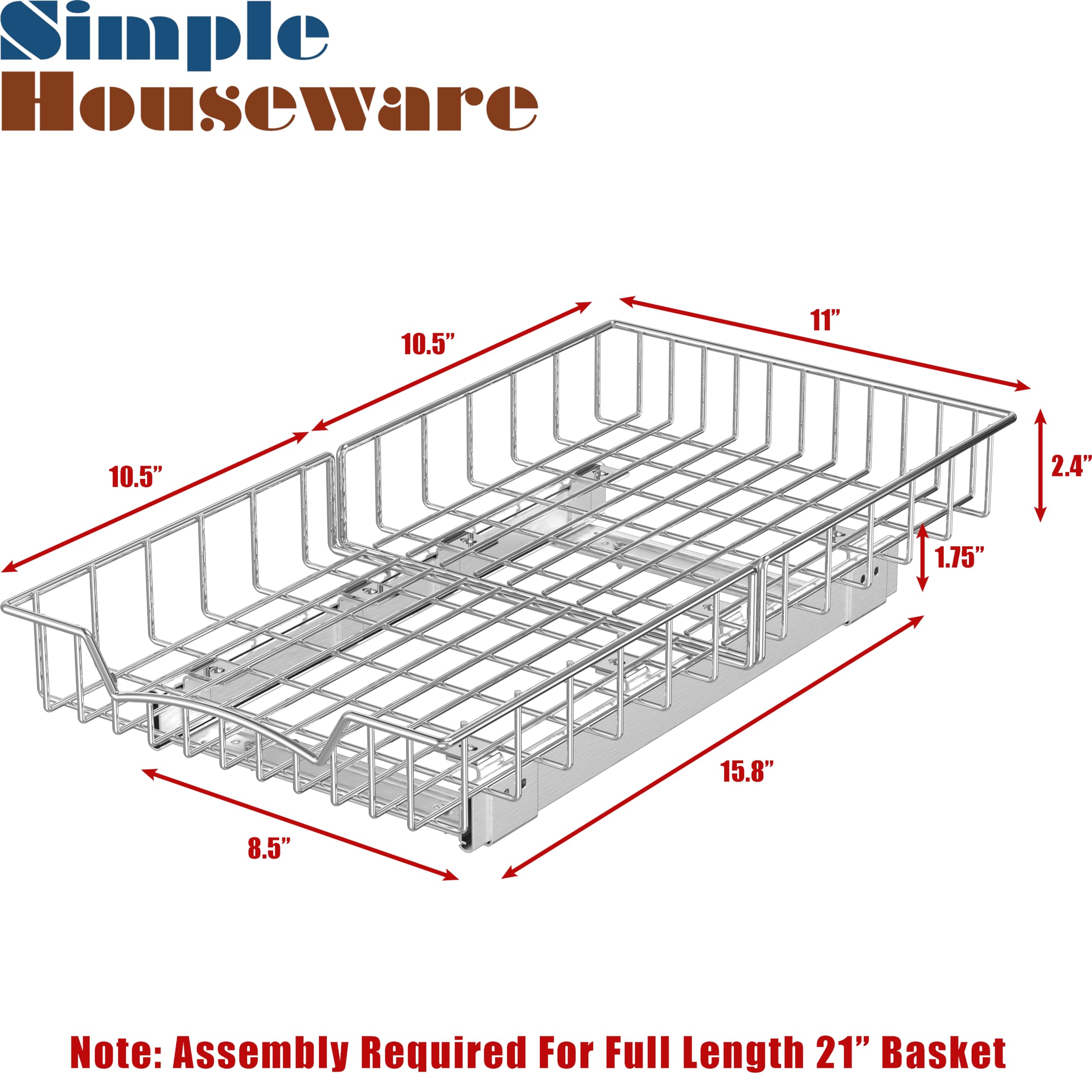 Under Cabinet Pull-Out Sliding Shelf Drawer – Heavy-Duty Ball-Bearing Organizer (21” x 11”)