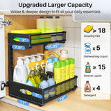 Extra-Large 2-Tier Under Sink Organizer (2-Pack) – Heavy-Duty Mesh Pull-Out Drawers for Framed & Frameless Cabinets, Black