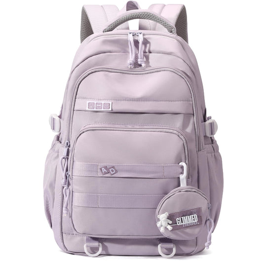 YJMKoi Kids School Backpack for Girls & Boys – Lightweight Nylon Aesthetic Bookbag (Purple)