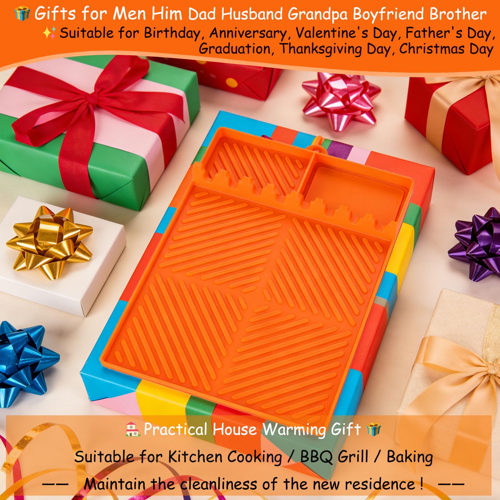 Extra-Large Silicone Grill & Kitchen Organizer Mat – Heat Resistant, Dishwasher Safe (16 x 11.5 in)