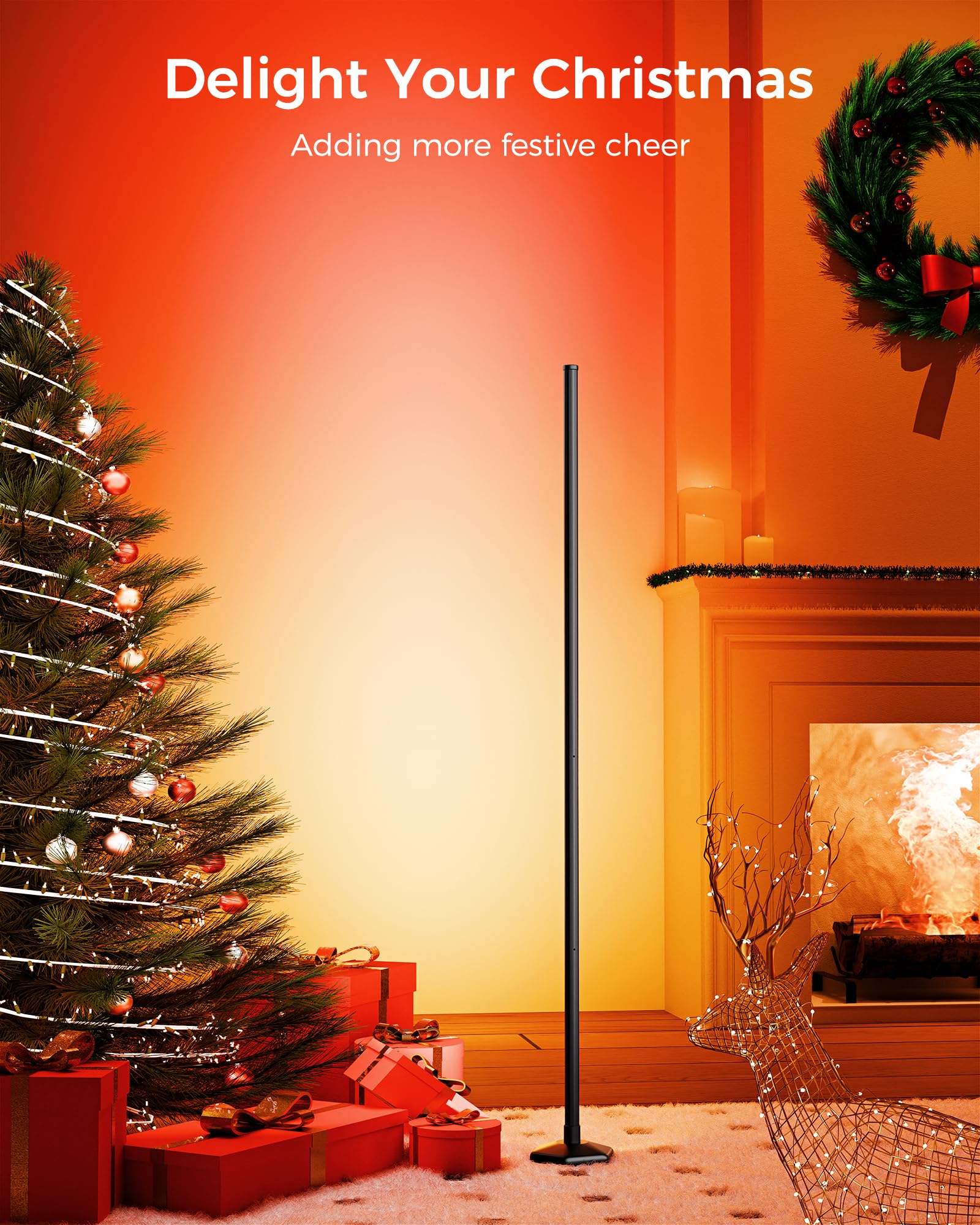 RGB+IC Smart Corner Floor Lamps (2PCS Set) – 65” Dynamic LED Ambient Lighting with App & Music Sync – Black