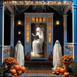 Halloween Ghost Door Cover – Large 3D Printed Spooky Banner with Rope for Hanging, Durable Outdoor & Indoor Decoration (35x79 Inches, Multicolor)