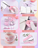 Pink Office Desk Gift Set with Stapler and Pen Case