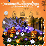 10Ft Halloween String Lights – 30 LED White, Yellow & Purple Pumpkin, Bat & Ghost Lights, Battery Operated