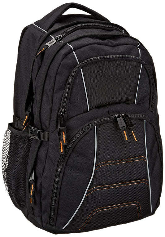 Amazon Basics Laptop Backpack for Up to 17-Inch Laptops – Multi-Compartment School, Work & Travel Backpack (Black)