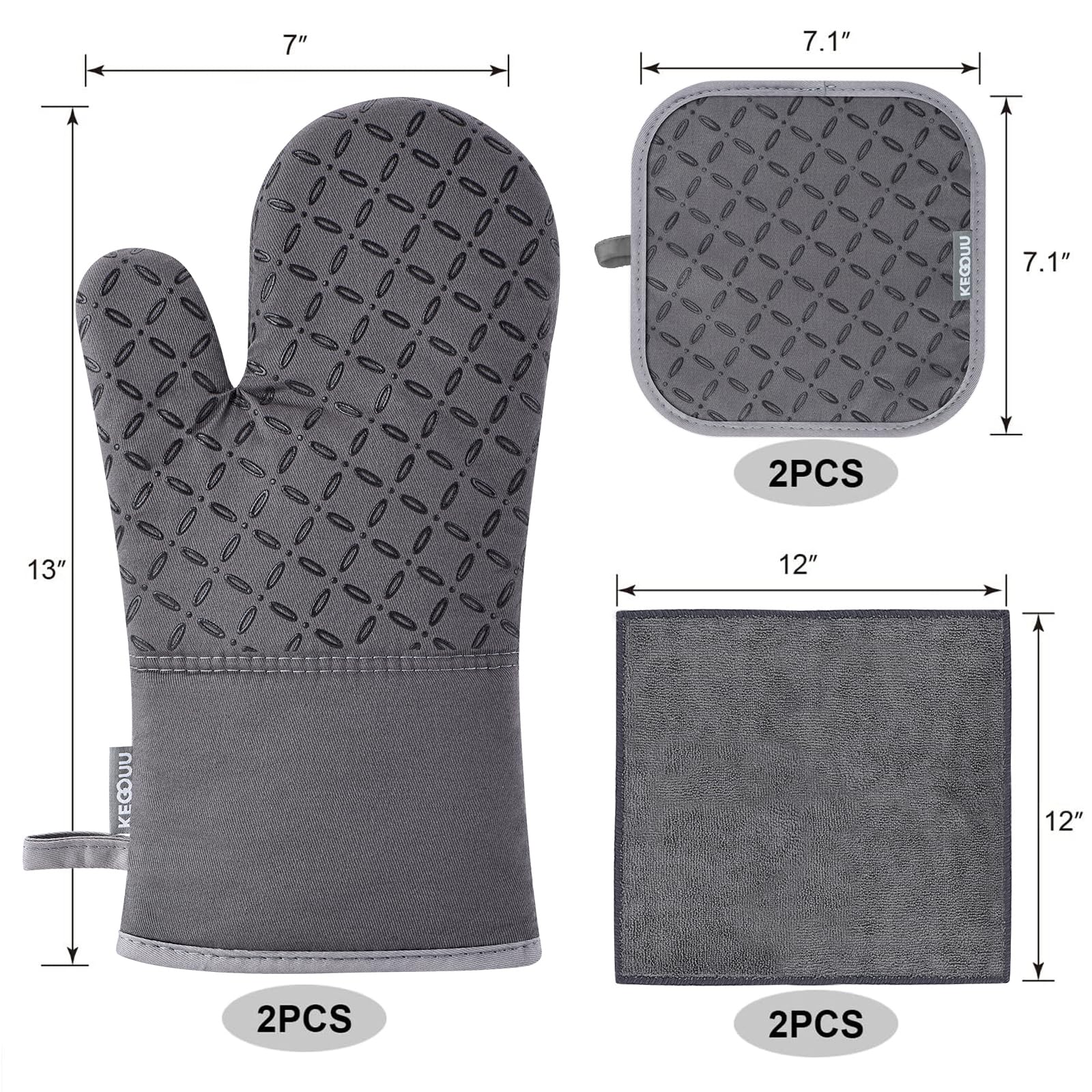 Heat Resistant Oven Mitts & Pot Holders Set – 6-Piece Non-Slip Kitchen Protection Kit
