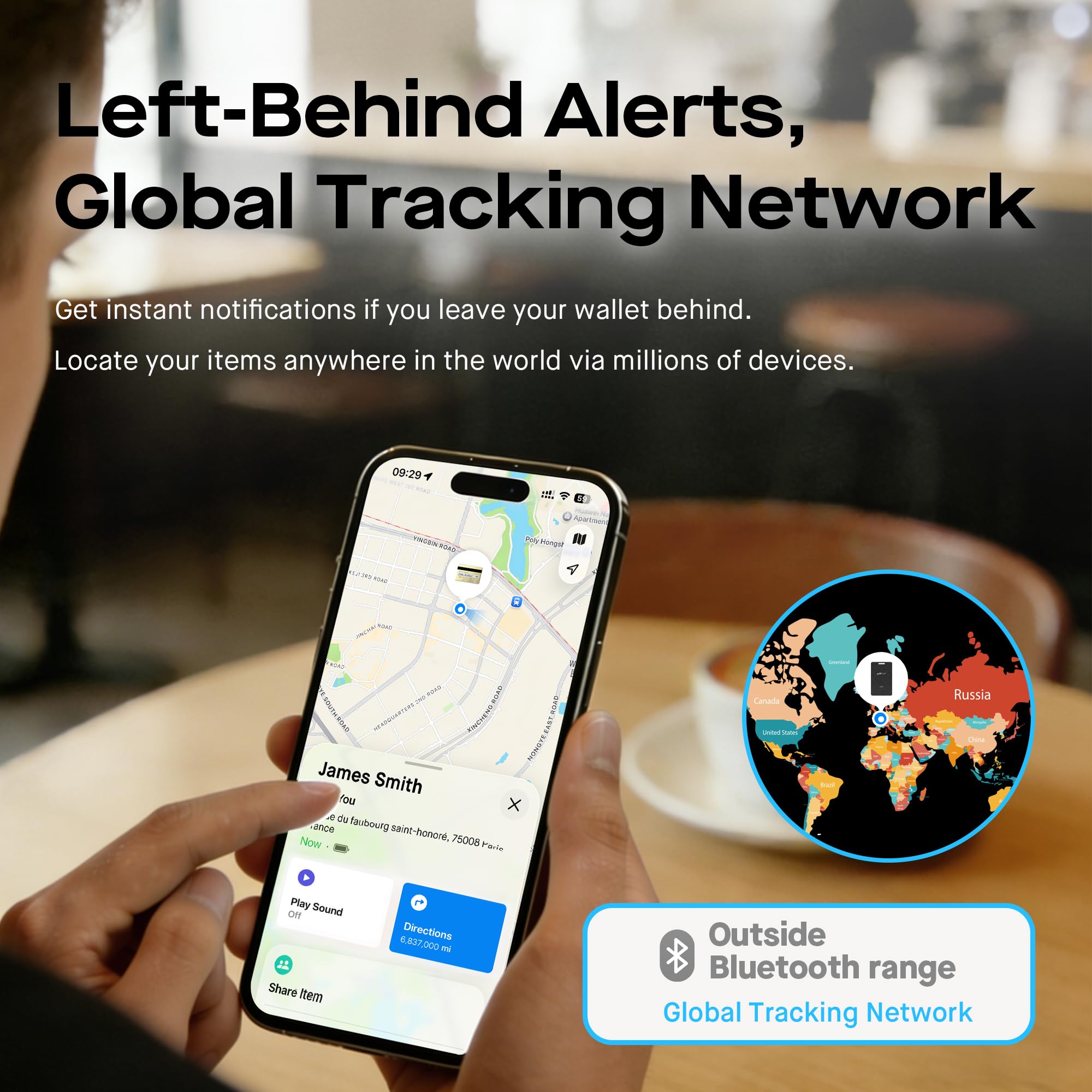 Ultra Slim Wallet Tracker Card, Rechargeable Bluetooth Finder Compatible with Apple Find My and Google Find My Device