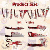 Halloween Bloody Banner – 12 Piece Red & White Hanging Garland for Indoor & Outdoor Party Decorations (39.4ft Total Length)