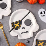 Halloween Plates Set – 48 Pcs Disposable Multicolor Plates with Pumpkin, Cat, Frankenstein & Skull Designs for Spooky Parties