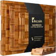 Bamboo Cutting Board Set with Stand – Thick Multi-Size Kitchen Chopping Boards