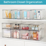 Clear Stackable Acrylic Drawer Organizer (4-Pack) – Pull-Out Storage Bins for Pantry, Bathroom & Cabinets