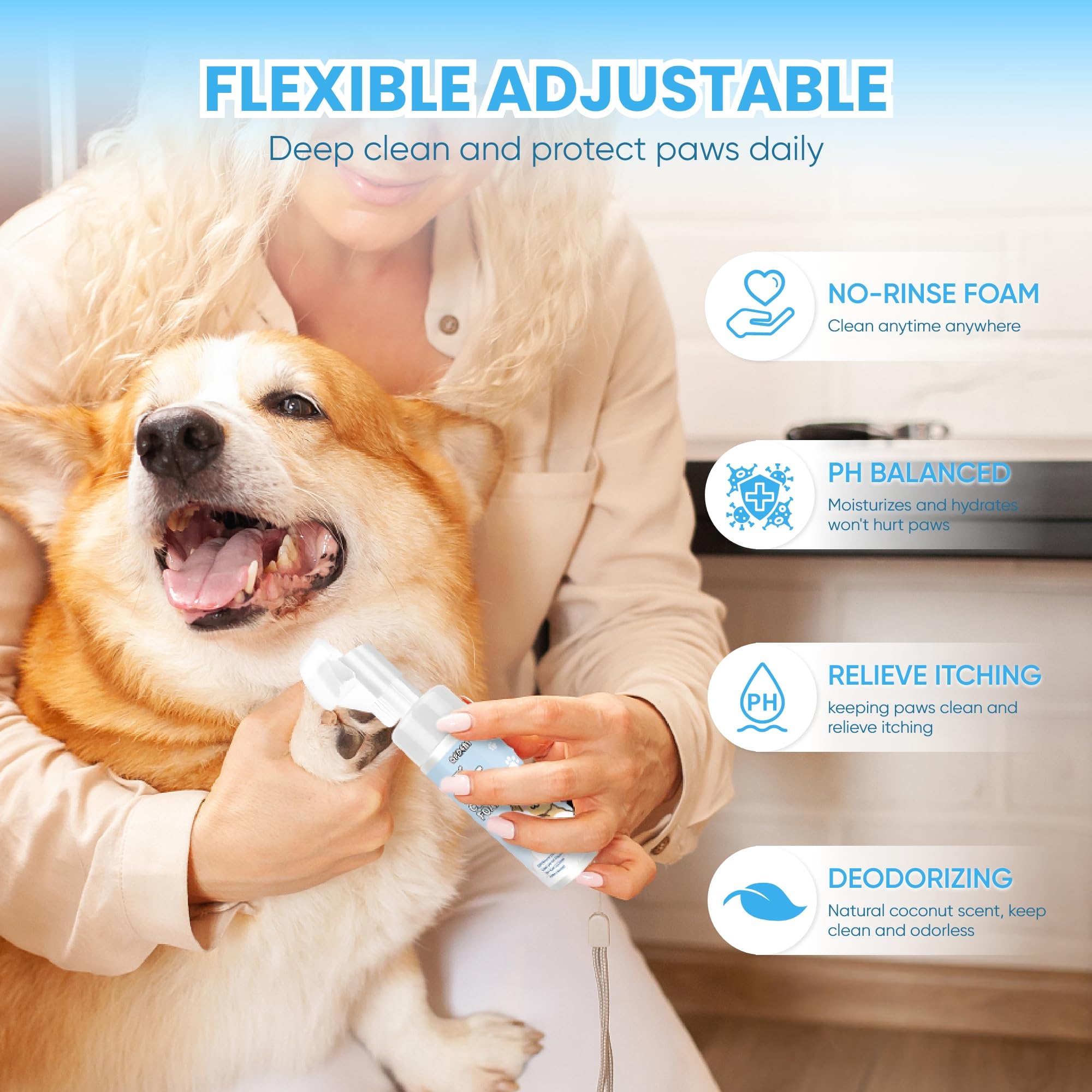 No-Rinse Dog Paw Cleaner with Soft Silicone Brush and Foaming Cleanser for Mud, Dirt, and Odor Removal – Gentle Pet Paw Cleaning Tool