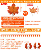 Fall Maple Leaf String Lights – 2 Pack 20FT (40 LED) Battery Operated Garland for Halloween & Thanksgiving Decor (Orange/Yellow, Waterproof)
