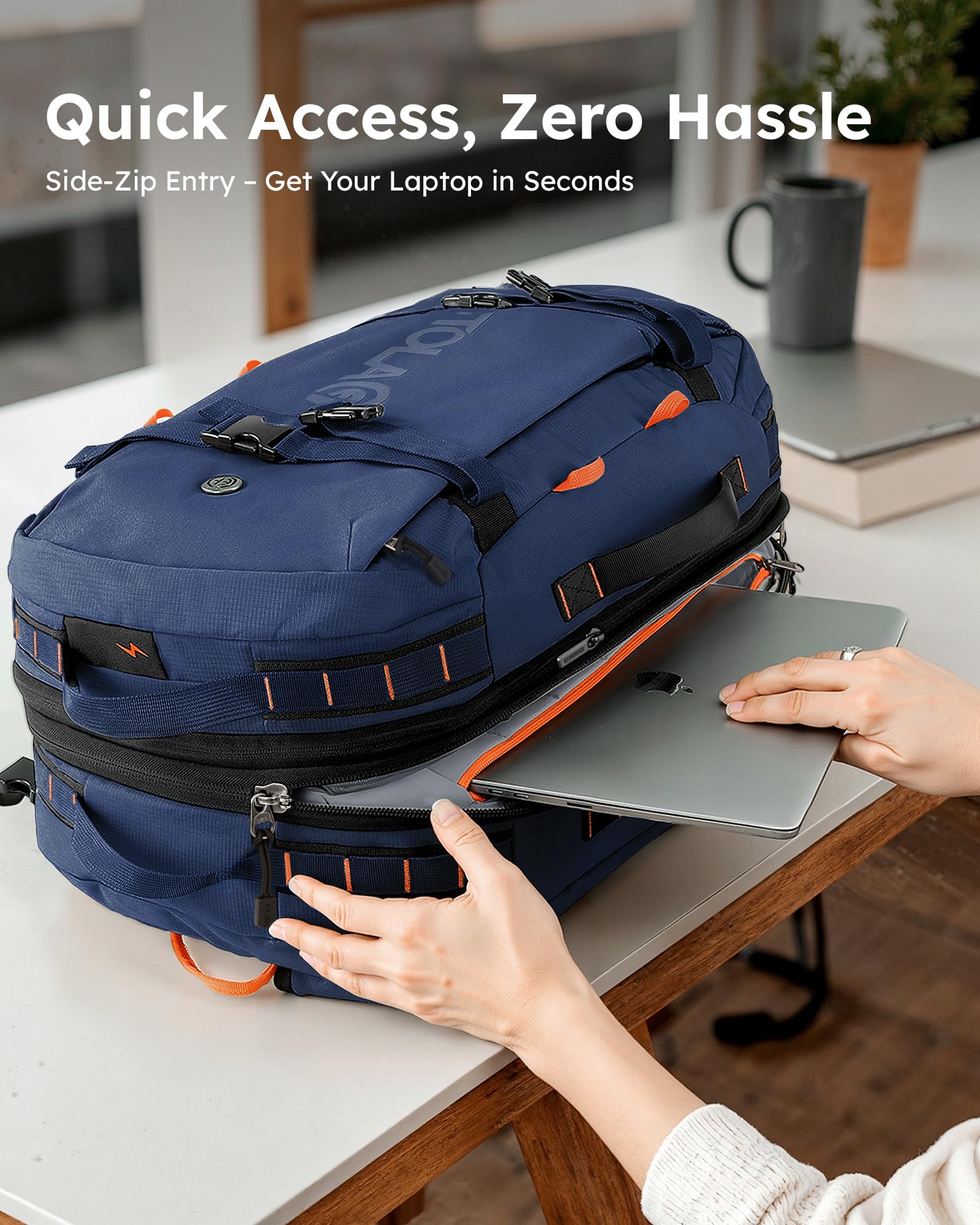 Tolaccea Expandable Carry-On Travel Backpack 40L–50L with TSA-Friendly Design and Laptop Compartment