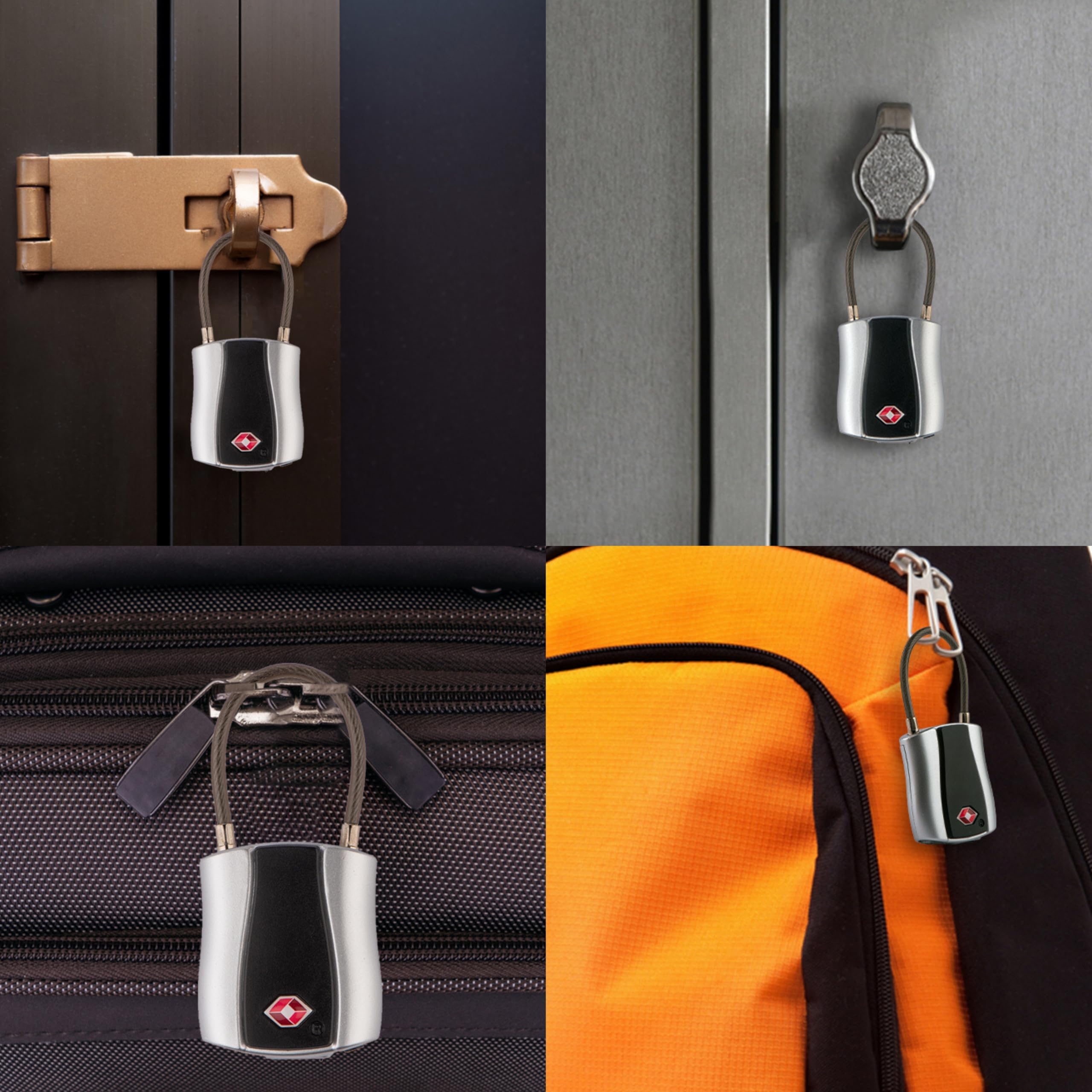 Bluetooth Smart Travel Padlock with App Control, TSA Approved Keyless Lock, Rechargeable Waterproof Luggage Security Lock Silver