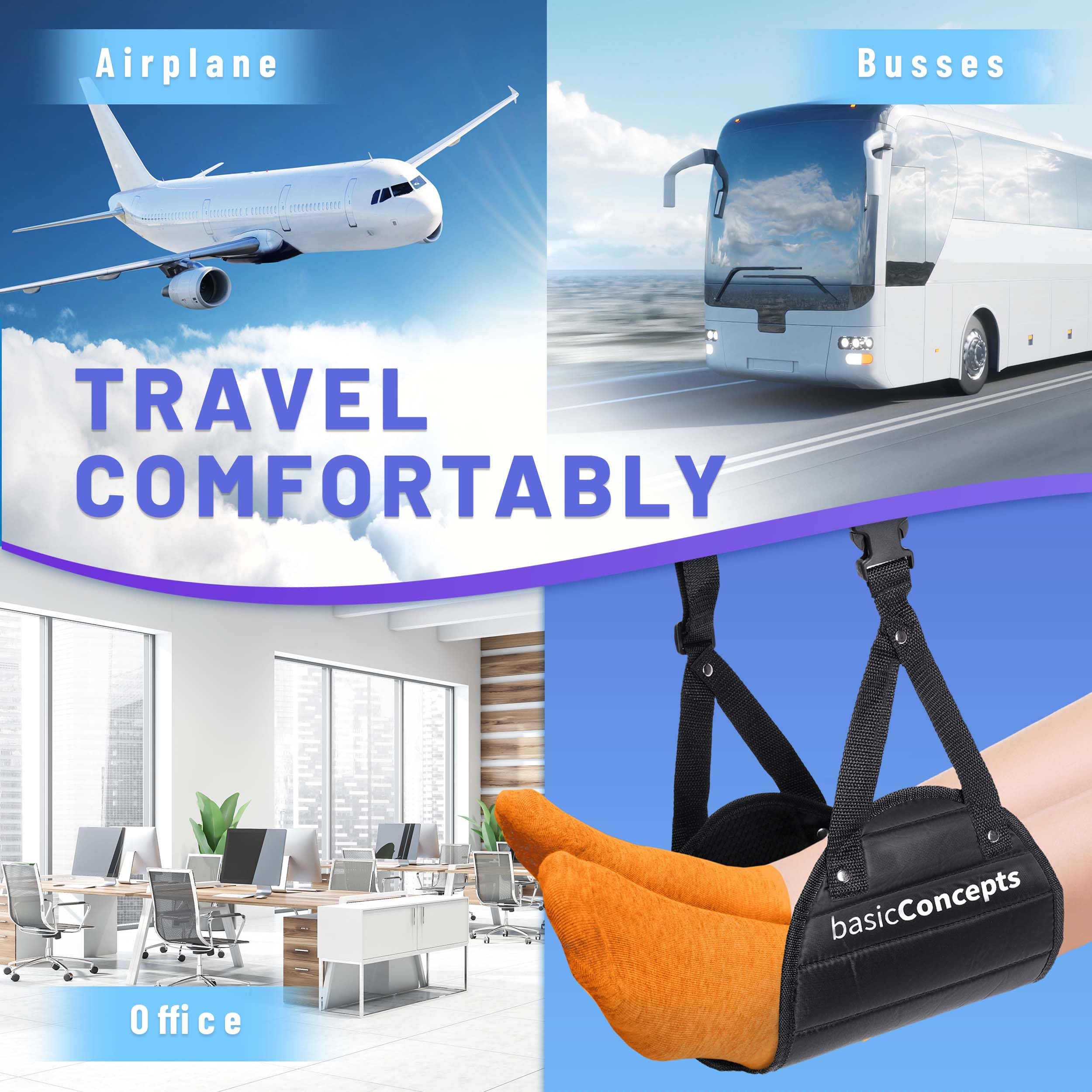 Airplane Footrest Hammock – Adjustable Travel Foot Sling for Flights, Trains & Long Trips