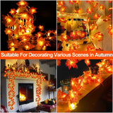 Fall Maple Leaf String Lights – 2 Pack 20FT (40 LED) Battery Operated Garland for Halloween & Thanksgiving Decor (Orange/Yellow, Waterproof)