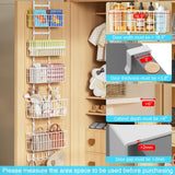 Hongtamoya Adjustable Over-the-Door Metal Organizer – 5 Wire Baskets & 7 Hooks for Pantry, Closet & Bathroom (White)