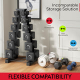 Crostice 6-Tier Dumbbell Rack Stand – Compact Ergonomic Weight Storage for Square Dumbbells & Neoprene Sets (Black)