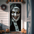 Horror Zombie Nun Door Cover 👻 – 3D Scary Halloween Decoration for Front Door, Wall & Haunted House