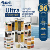 36-Piece Airtight Food Storage Containers Set – BPA-Free Leak-Proof Stackable Pantry Organization with Labels